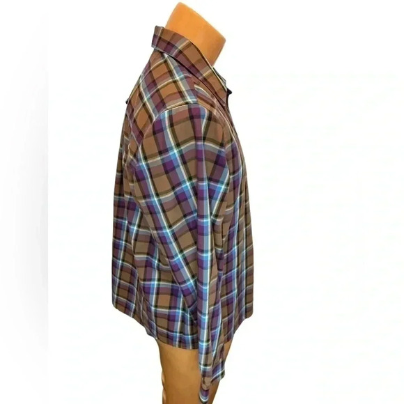 ORVIS Plaid Button Down Wrinkle Free Shirt Blue Brown Sz 14 Measurement in pics - Picture 2 of 9